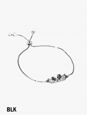 Adjustable Rhinestone Stretch Bracelet W/ Swan Pendant